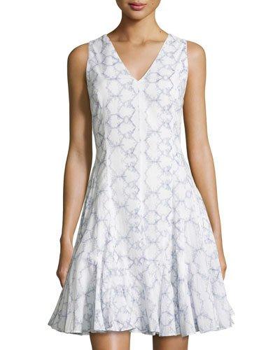 Sleeveless Fit-and-flare Tie-dye Dress, Frost Combo