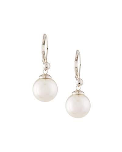Sterling Silver Pearl Drop Earrings, White