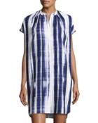 Brushstroke-print Dress, Off White/byzantine
