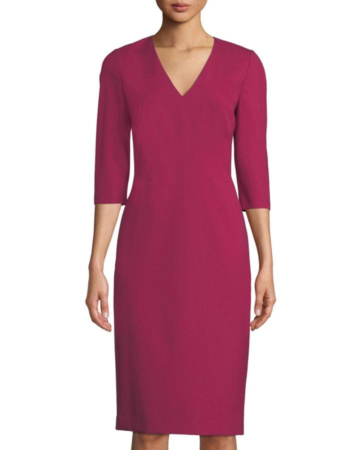 Delilah V-neck Wool-blend Sheath