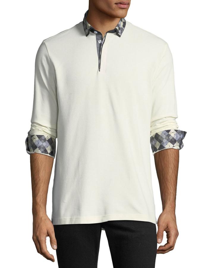 Men's Long-sleeve Solid Polo