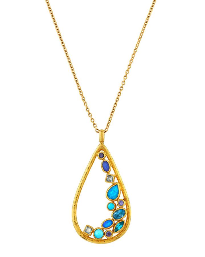 Pointelle Hue Pear Pendant Necklace