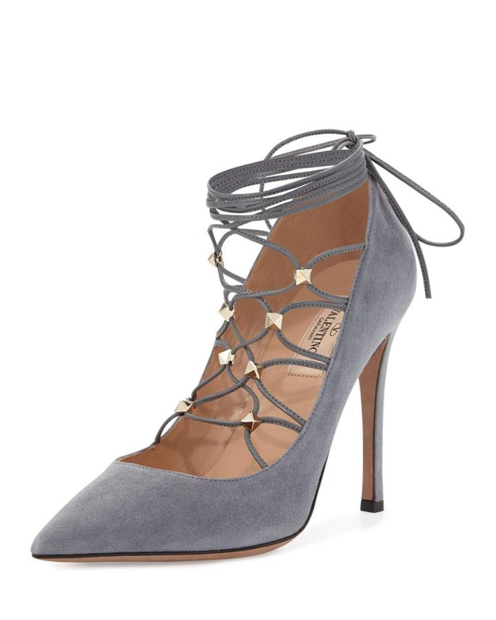 Rockstud Suede Lace-up 105mm Pump,