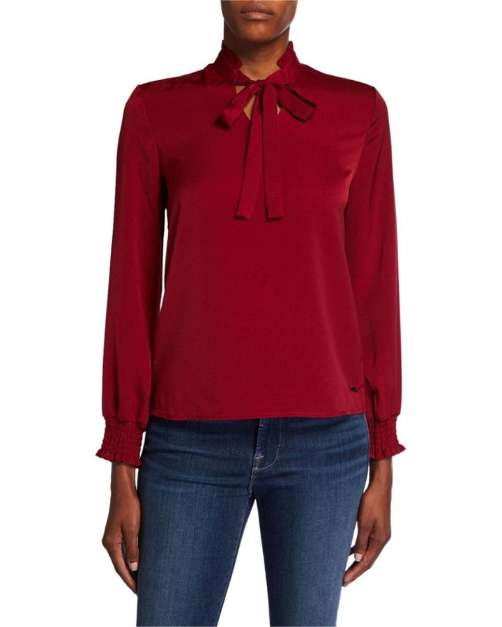 Tie-neck Keyhole Blouse