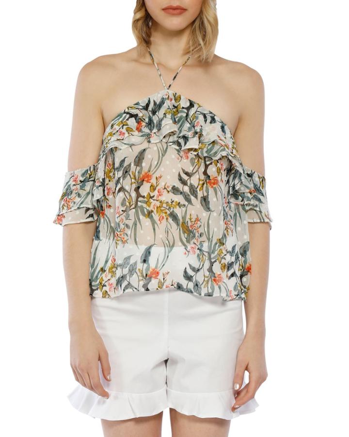 Carter Off-the-shoulder Floral Ruffle Top