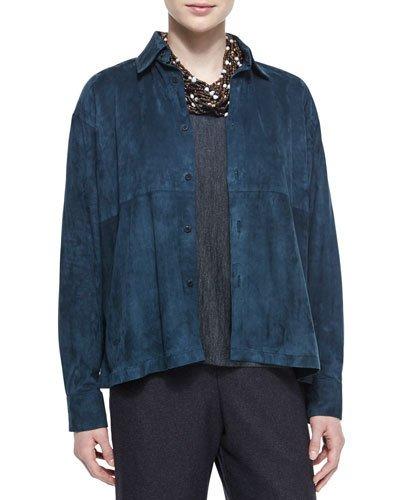 Lightweight Suede A-line Blouse