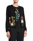 Wool-blend Flower Harvest Embroidered Cardigan
