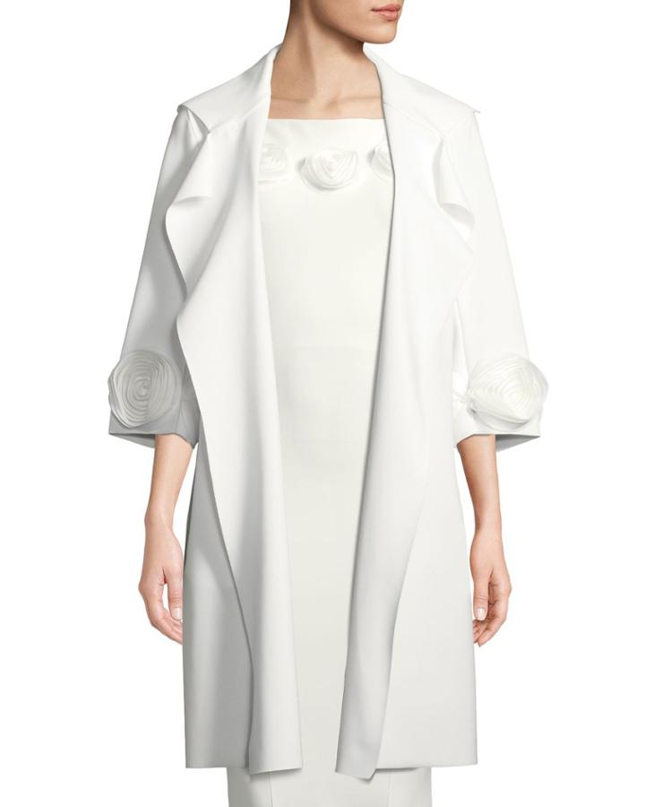 Margit Open-front 3d Rose Topper Coat