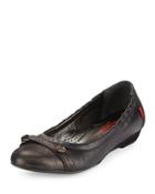 Bryant Park Leather Skimmer Flat, Black Glimmer