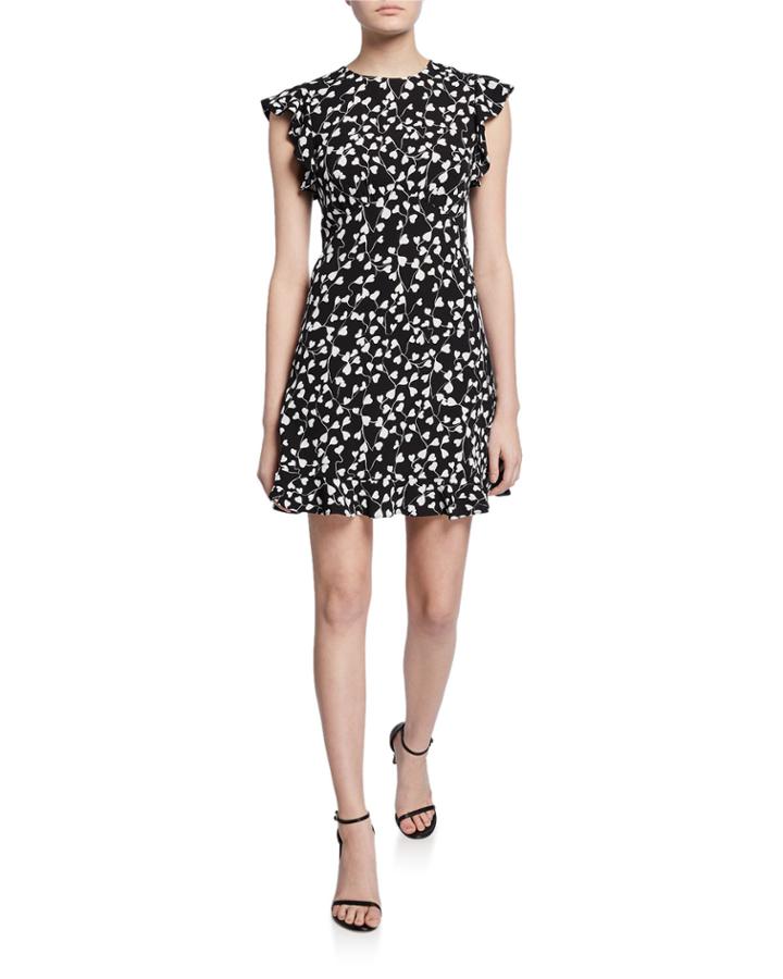 Krona Printed Mini Ruffle Dress