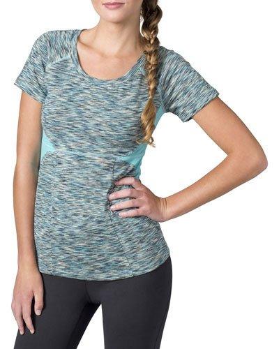 Evelyn Mesh-inset Active T-shirt, Waterfall