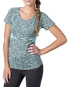 Evelyn Mesh-inset Active T-shirt, Waterfall