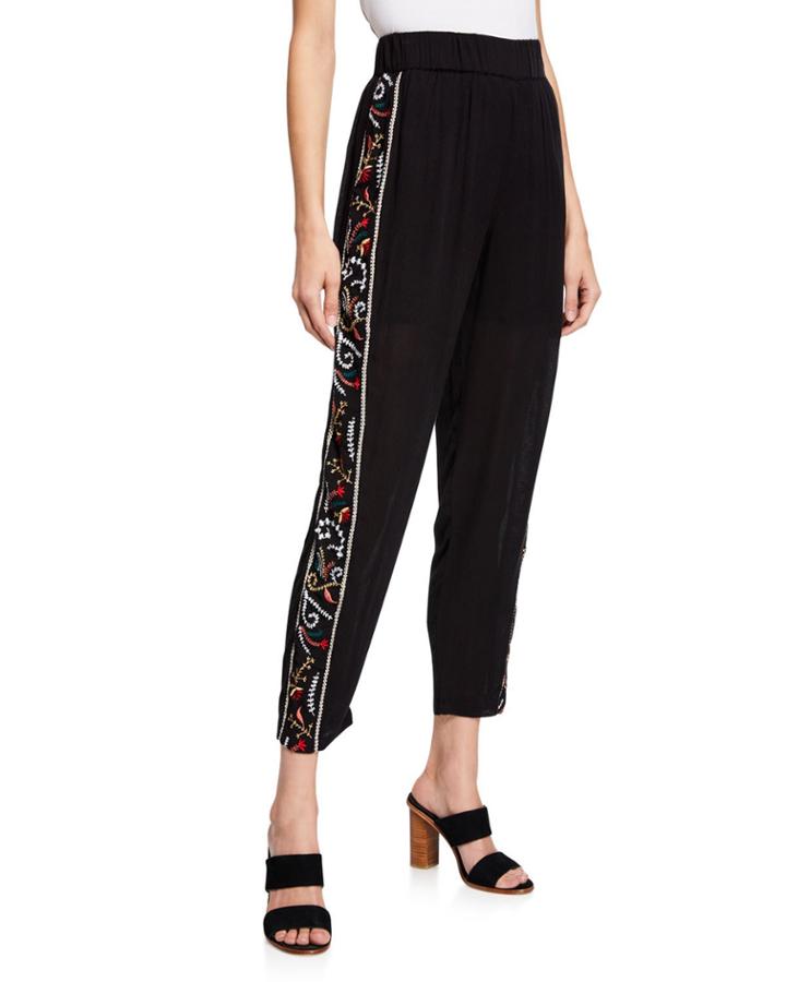 Darsha Embroidered High-waist Pants