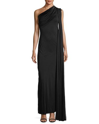 One Shoulder Draped Gown