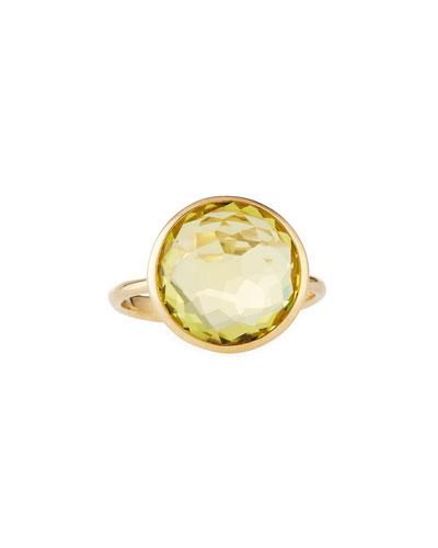 18k Lollipop Round Bezel-set Citrine Ring