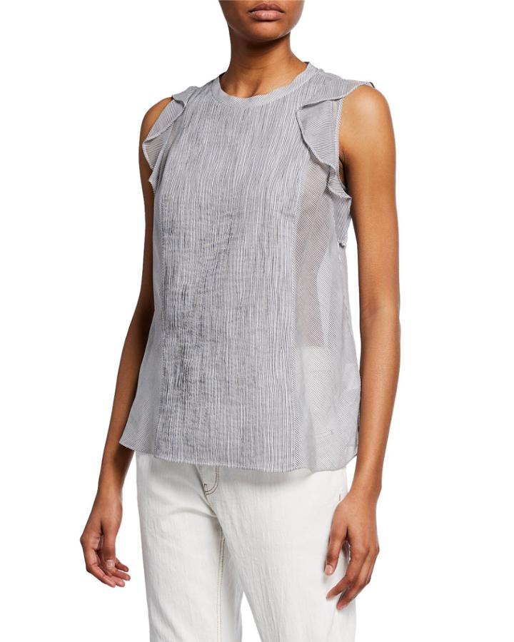 Crispy Stripe Sleeveless Blouse