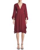 Flowy Bishop Sleeve Ruched Dress