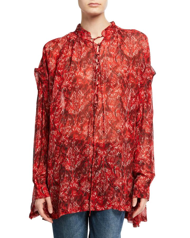 Vagabond Printed Chiffon Long-sleeve Blouse