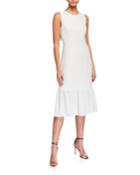 Textured Crepe Flounce Dress