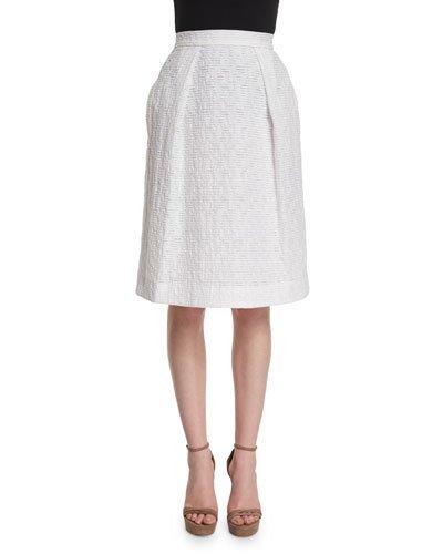 Pleated-front Flippy Skirt, Porcelain