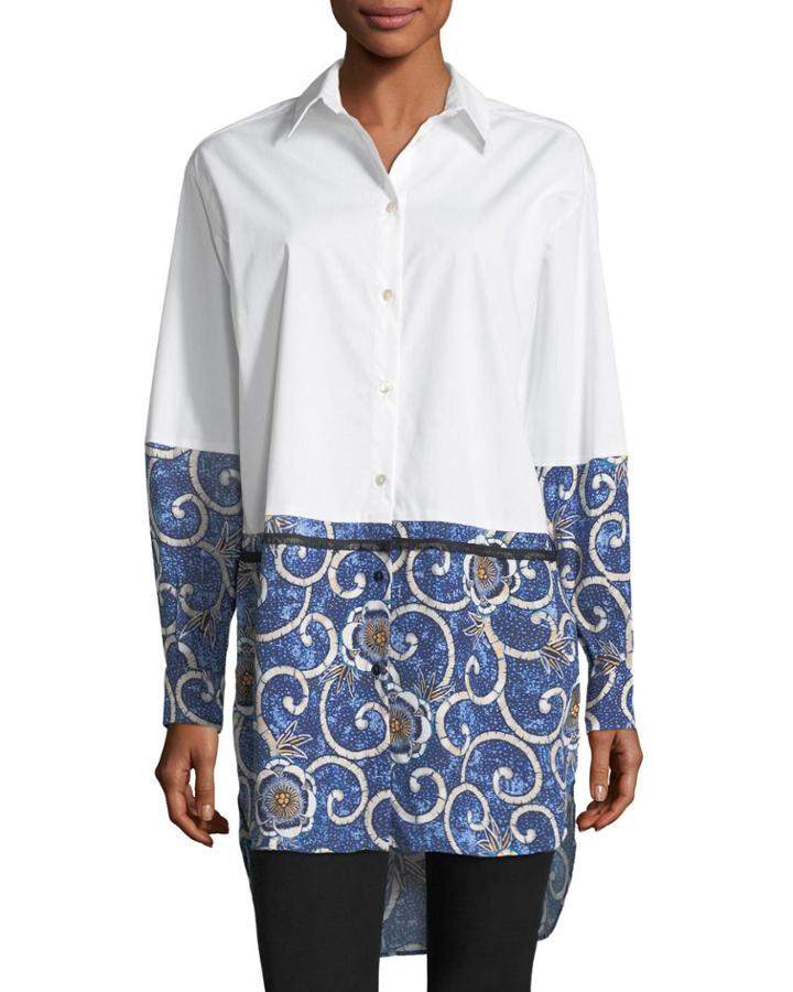 Scroll-trim Poplin Oversized Top