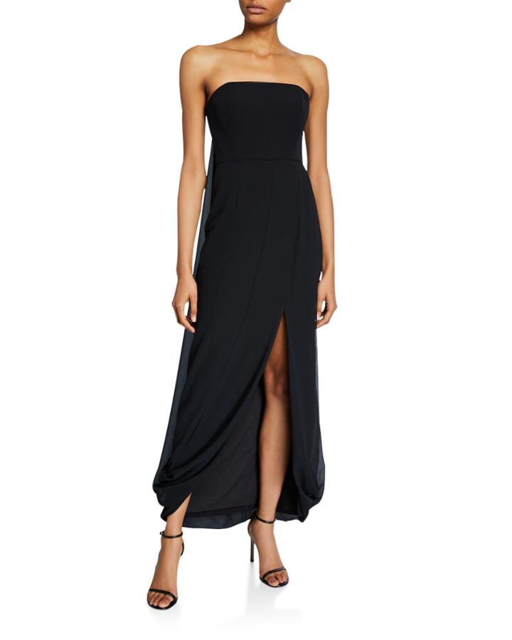 Strapless Draped-back High-low Georgette Gown