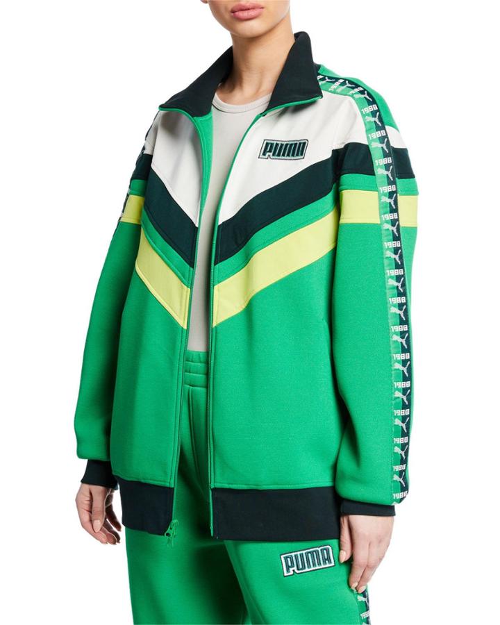 Logo Stripe Colorblock Oversized Track Jacket