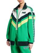 Logo Stripe Colorblock Oversized Track Jacket