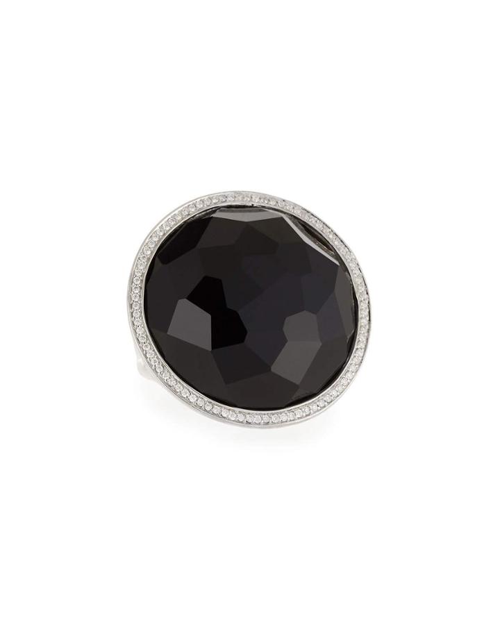Lollipop Large Ring In Onyx W/ Diamonds