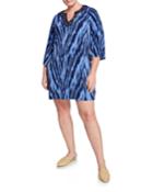 Plus Size Patterned Sheath Dress With Embellishment