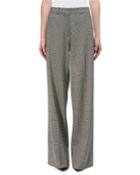 Wide-leg Virgin Wool Houndstooth Pants