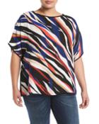 Dolman-sleeve Zebra-print Blouse,