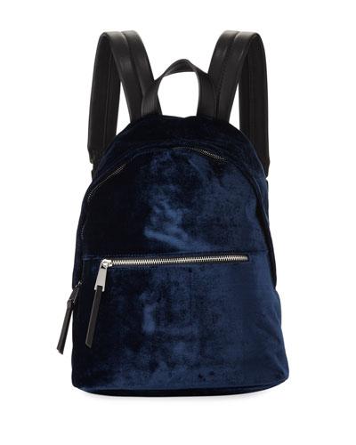 Jace Velvet Zip-around Backpack, Navy