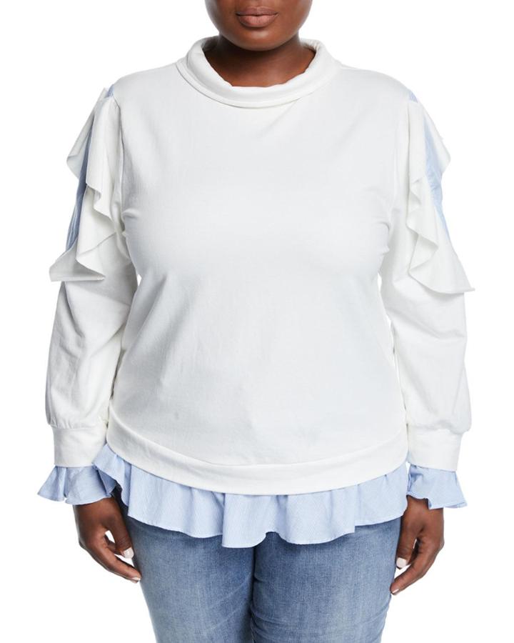 Layered Ruffle Pullover Sweatshirt,