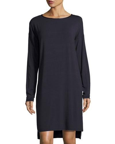 Leather-trim T-shirt Dres