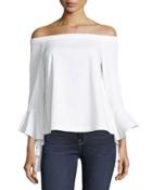 Off-the-shoulder Cascading-sleeve Blouse
