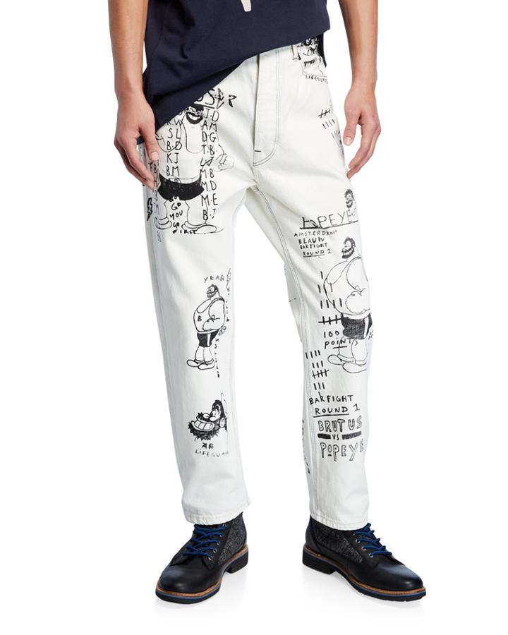 Men's Popeye's 90th Anniversary Brutus-print Straight-leg Jeans