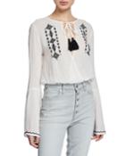 Festival Embroidered Tassel Wrap Top