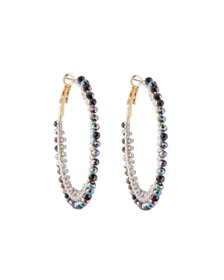 Crystal Lever-back Hoop Earrings