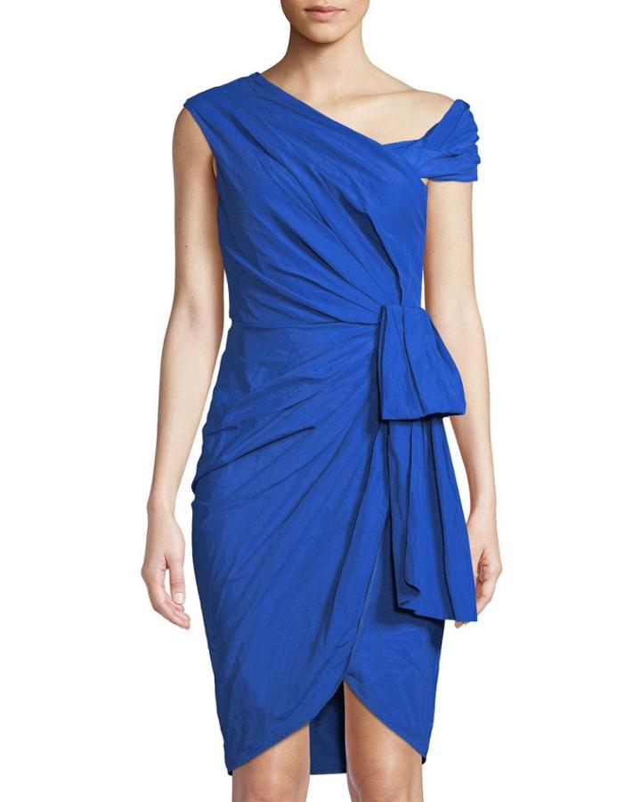 Draped Asymmetric Wrap Dress