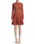 Long-sleeve Guipure Lace Cocktail Dress