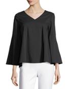 V-neck Bell-sleeve Blouse