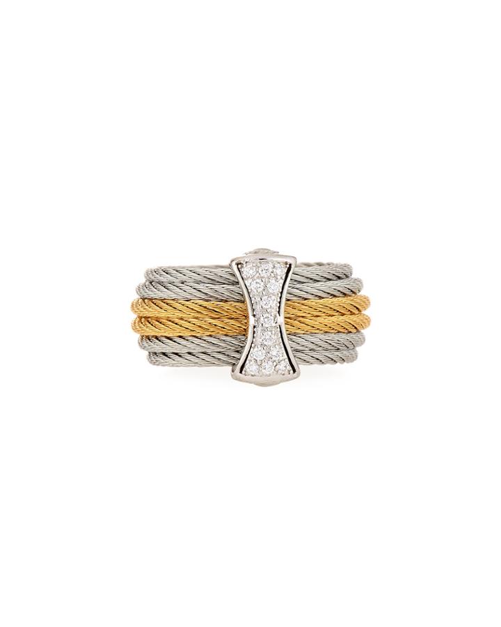 Classique Multi-row Ring W/ Diamond Hourglass,