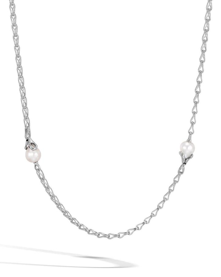 Bamboo Chain Necklace With Pearls,