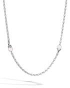 Bamboo Chain Necklace With Pearls,