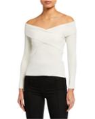 Crisscross Off-the-shoulder Ribbed Top