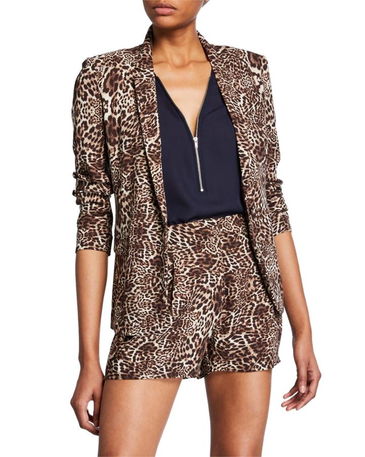 Leopard Print Button-front Blazer