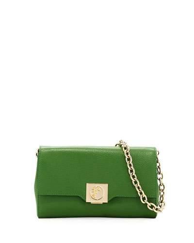 Thin Leather Crossbody Bag, Green