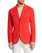 Men's Corduroy Two-button Jacket, Red