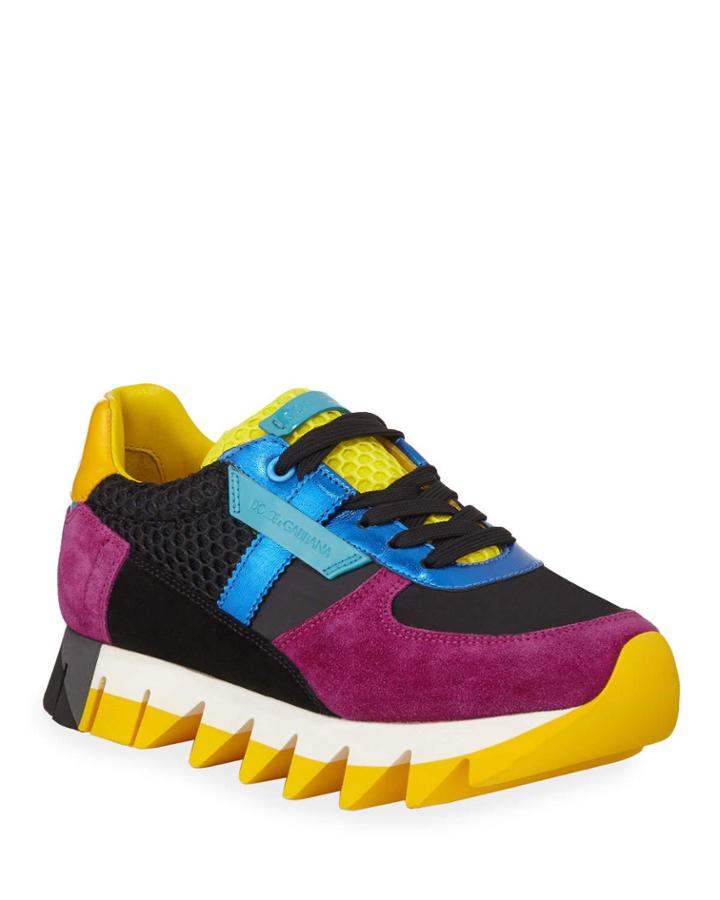 Bold Colorblock Mixed Media Trainer
